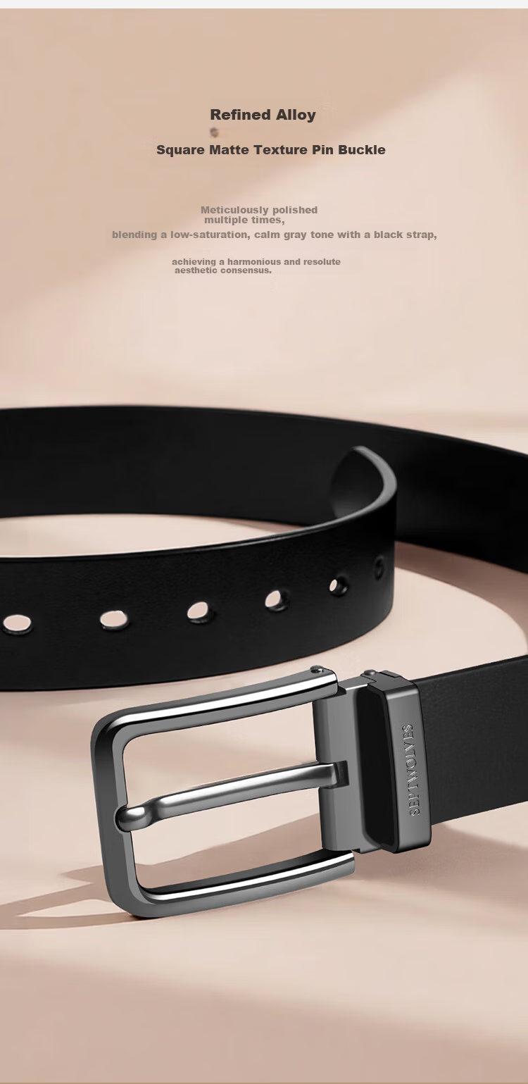 Seven Wolves Men's Genuine Leather Belt, 3.7cm Wide Pin Buckle, Birthday and Valentine's Day Gift for Boyfriend or Husband 4