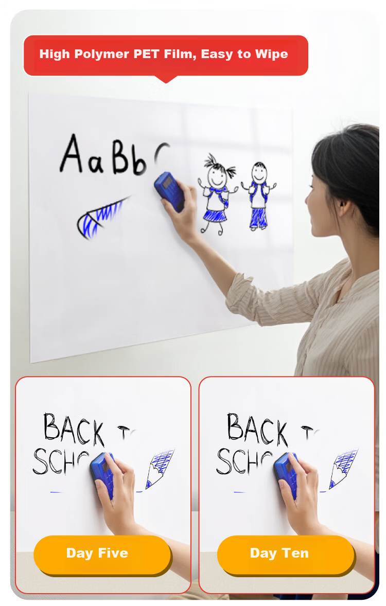 JONEVEE 80cm x 120cm Soft Whiteboard Wall Sticker Removable Easy-to-Write Erasable Kids Doodle Drawing Magnetic Blackboard Memo Office Teaching Projection WT8012 5