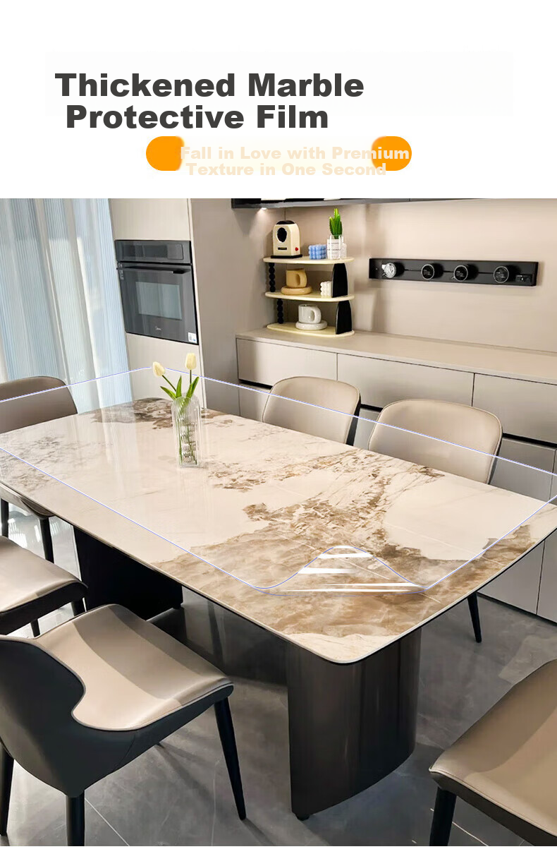 Xinuo Marble Dining Table Protective Film High Temperature Resistant Anti-Scald Coffee Table Furniture Sticker Kitchen Countertop Self-Adhesive Transparent Film 1