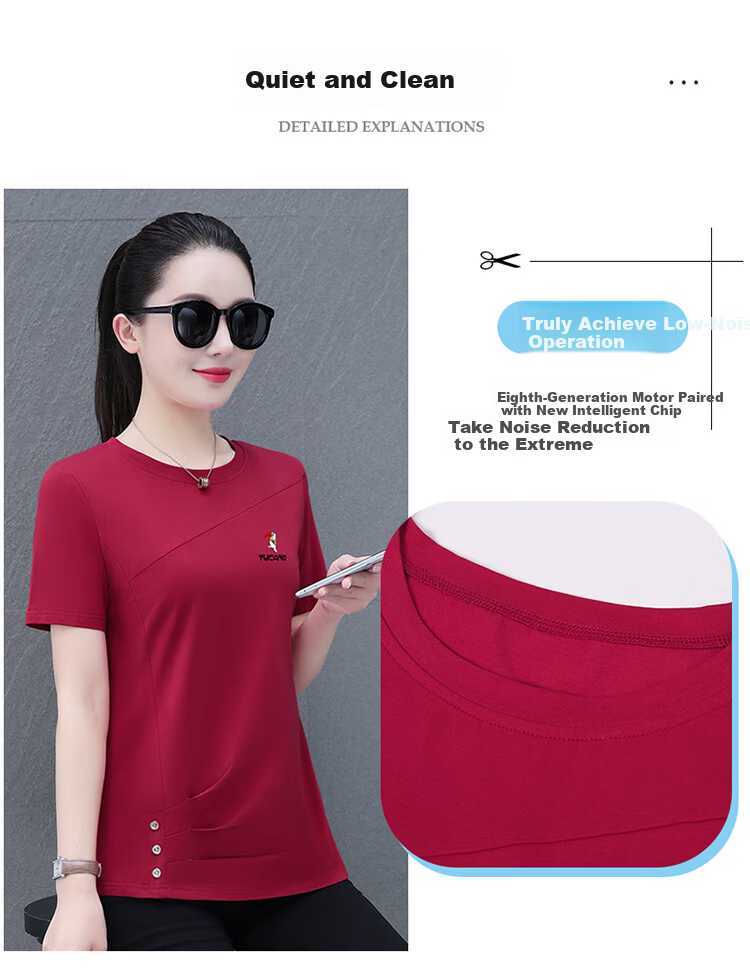 Woodpecker Pure Cotton Regular Shoulder Crew Neck Short Sleeve T-Shirt Women Printed Plus Size Elegant Mom Casual Slim Top Orange 3XL 3
