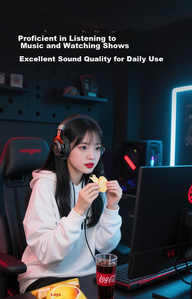 Aigo Wired Gaming Headset Over-Ear Lightweight Suspension Headband Tri-Color RGB PUBG Delta FPS AL600 7