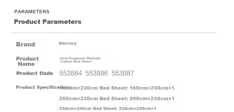 Mercury Home Textiles 100% Cotton 60-Count Washed Long-Staple Cotton A-Class Bed Sheet Single 160x230cm 19