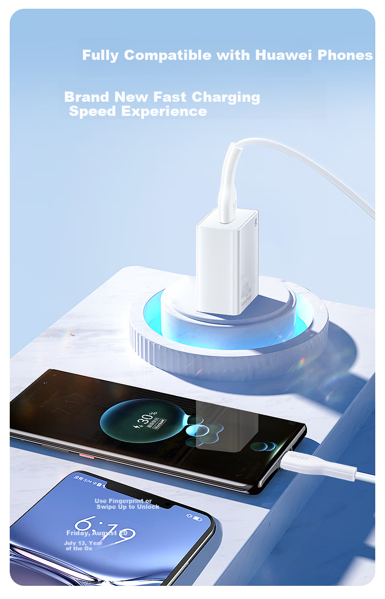 BIAZE Huawei 40W Super Fast Charger for Mate60 Pro/50/Pura70 Pro/P40/30 Honor Phones and Tablets Fast Charging Adapter 5