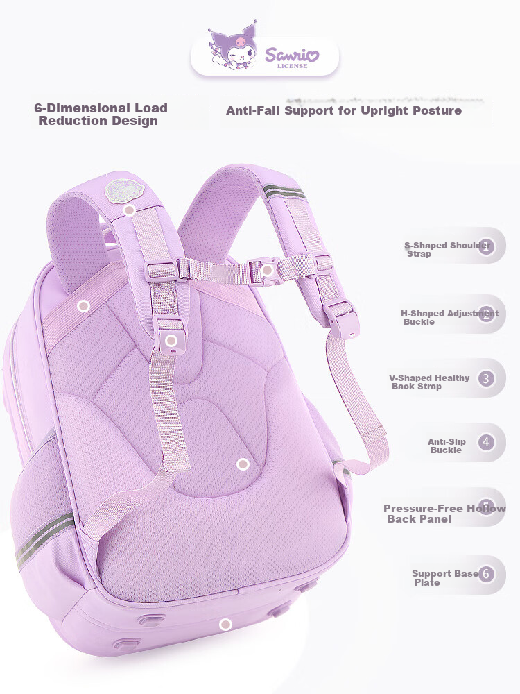 Hello Kitty Primary School Backpack for Girls Grades 1-3 Lightweight Anti-Sagging Children's Shoulder Bag 96702B Cinnamoroll Blue 2