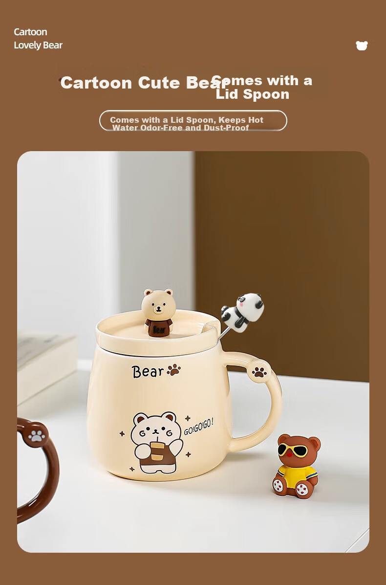 Baqianxing Ceramic Mug, Coffee Cup, High-Quality Water Cup with Lid And Spoon, Gift Box for Girlfriend's Birthday Present 6