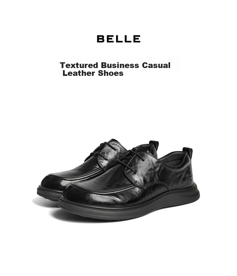 Belle Men's Business Casual Leather Shoes 26 Spring Summer Cowhide Comfortable Commuter Shoes A2326 Black Slip-On Size 43 9