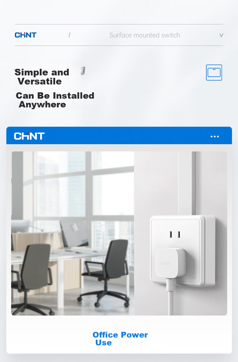 CHNT Surface Mounted Switch Socket Panel 1C Series Single Pole Single Control Three Hole 16A 10