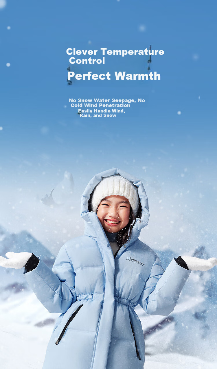 BOSIDENG Off-Season Winter Duck Down Jacket 5A Antibacterial Thickened Hooded Coat for Men, Women, and Children 4