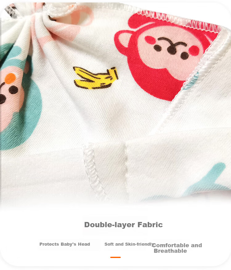 9i9 Baby Hat Pure Cotton Newborn Cartoon Topless Cap Brain Protection Fontanelle Guard 2pcs 0-1 Year Old Monkey F35 10