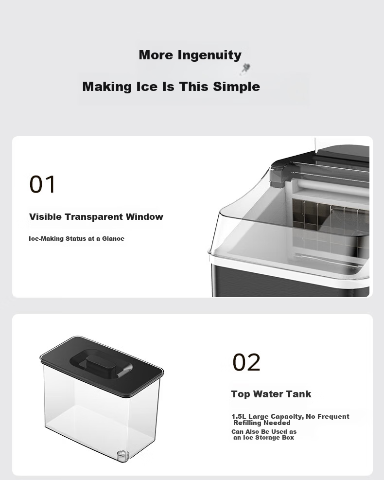 Midea Ice Maker Home Cube Ice Stainless Steel Mini Ice Machine Dormitory Ice Cube Automatic Cleaning Office Appointment Ice Making Cold Drink MBJ-20F17TE 12