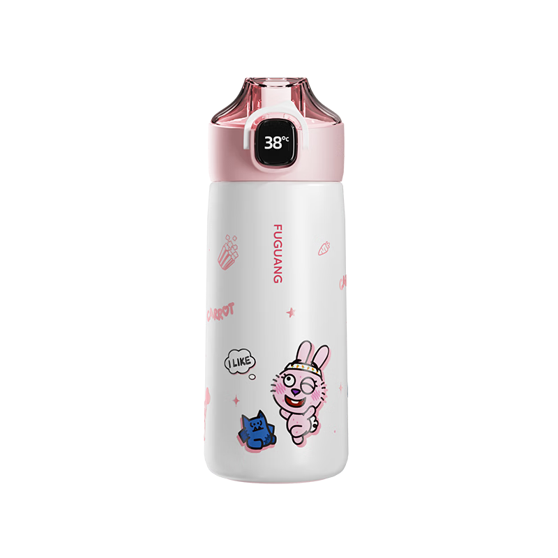 Fuguang Children's Insulated Cup, Smart Temperature Display, Boys And Girls, 316L Stainless Steel with Straw, Student Water Bottle, Gift Box, Birthday Present, 420ml
