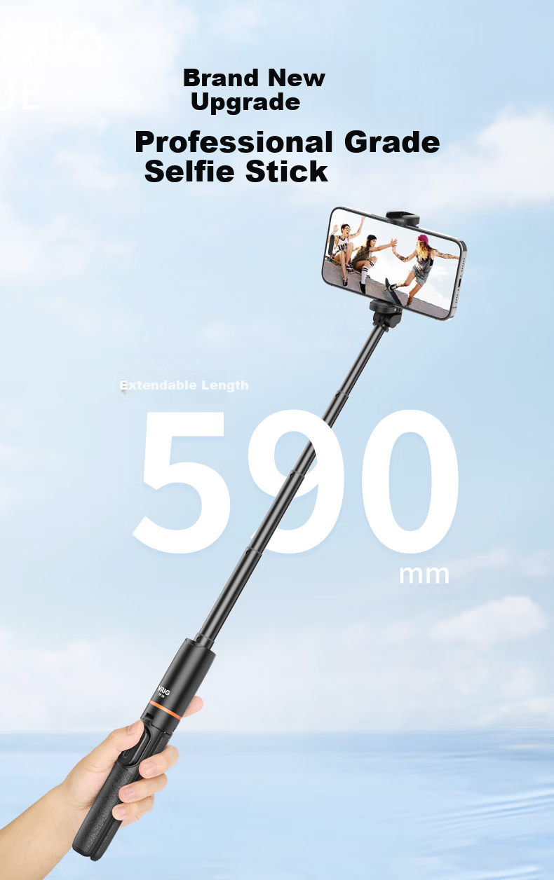 VRIG TP-19 VIVO X300 Pro Bluetooth Remote Extended Tripod Selfie Stick Phone Holder Travel Outdoor Live Streaming Vlog Photography iPhone 17 Stand Accessory 2