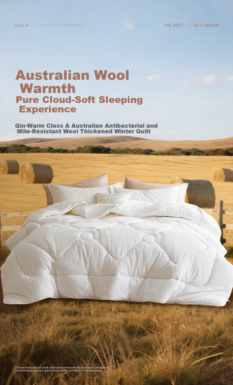 LUOLAI Home Textile Wool Quilt 100% Australian Wool A-Class Antibacterial Warm Four-Season Quilt Core Approx. 5.8 Jin 1