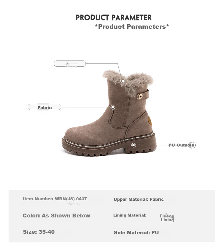 Warrior Official Women's Martin Boots 2025 Winter New Plush Thickened Warm Cotton Shoes Black Size 37 8