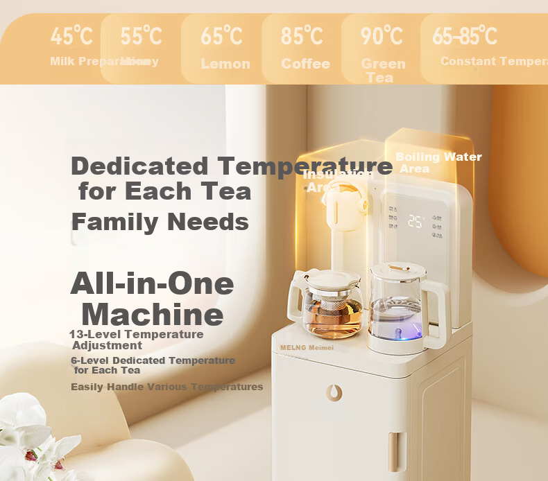 MeiLing Rich Strontium Mineralized Anti-Overflow Tea Bar Machine Home Multifunctional Office Standing Water Dispenser Tea Bar Cabinet 316L Stainless Steel Kettle MY-N08Pro Fresh Water 1.0Pro 10