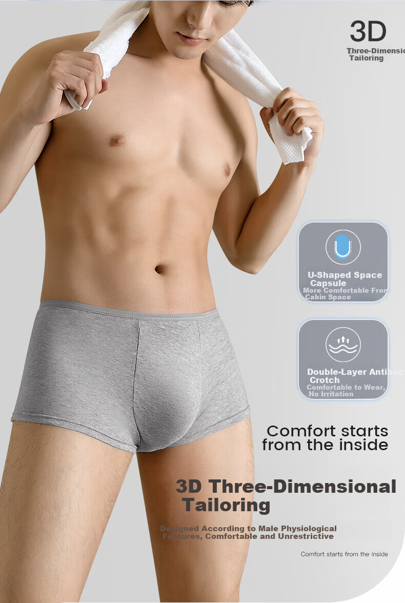 Qihaiqiu Disposable Men's Cotton Boxer Briefs 6-Pack Sterilized Travel Four-Legged Large Size Daily Disposable Shorts 3XL 5