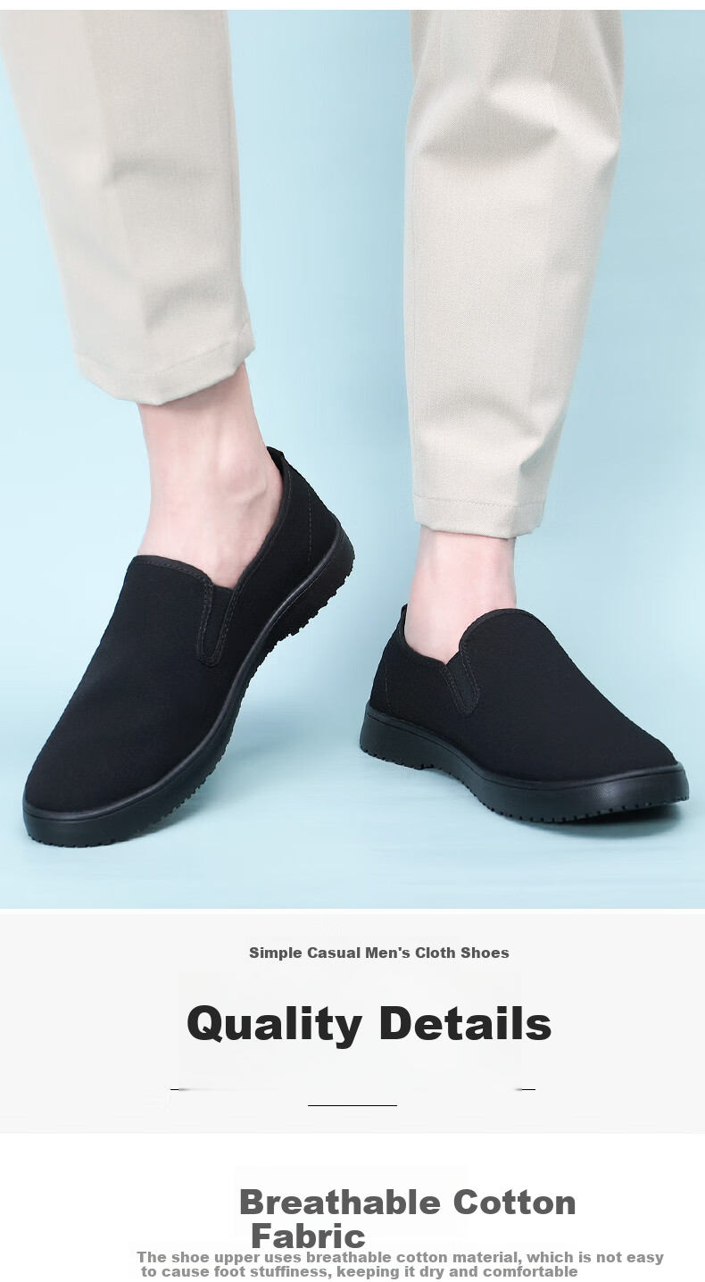 BUSHEYUAN Traditional Casual Middle-aged and Elderly Beijing Cloth Shoes Men 83X-1822 Black Size 38 8