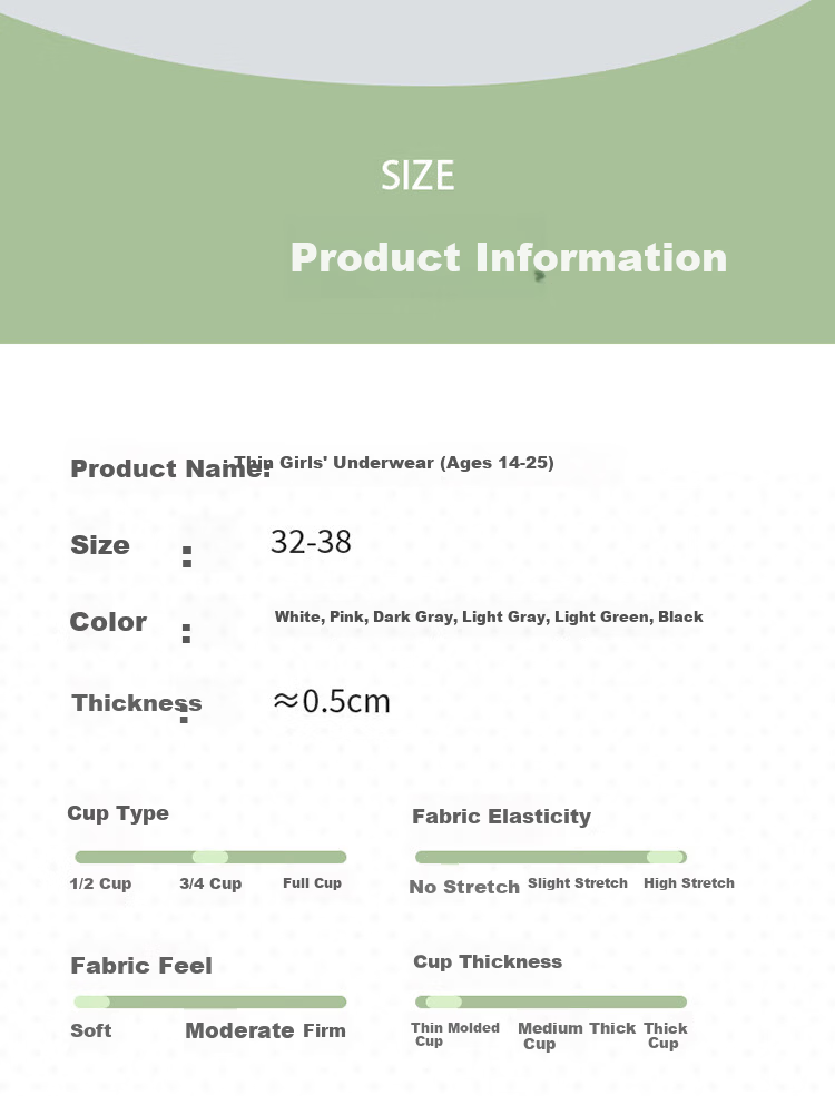 Urban Beauty Women's Underwear Student Girl Junior High School Teenage Bra New Development Period Cotton Vest for Middle and High School Students 14