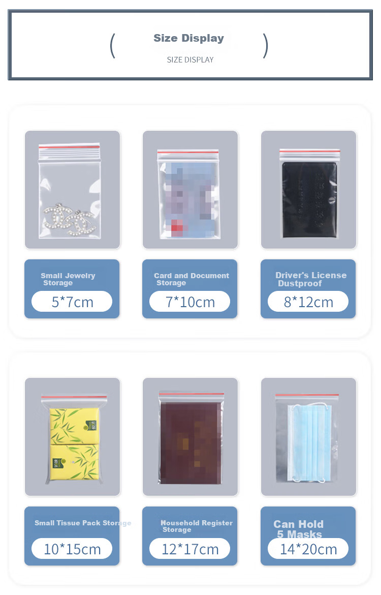 Miaoxinsi Food Self-Sealing Bags, Thickened Waterproof Transparent Dustproof Storage Bags, Sealed Plastic Packaging Bags, Sample Fresh-Keeping Sealed Bags 12