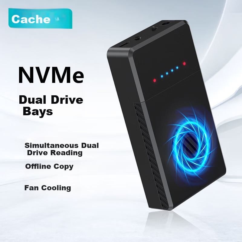LINSTORAGE M.2 NVMe SSD Enclosure Dual-Bay Offline Copy Type-C 3.2 External SSD Hard Drive Case for Laptop and Mobile Phone