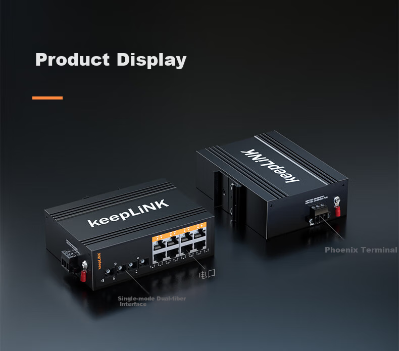 KeepLINK KP-9000-45-208G/SC20 Industrial Grade Gigabit Ethernet Switch 2 SFP Ports 8 RJ45 Ports Single-mode Dual Fiber Unmanaged DIN Rail Mount 1