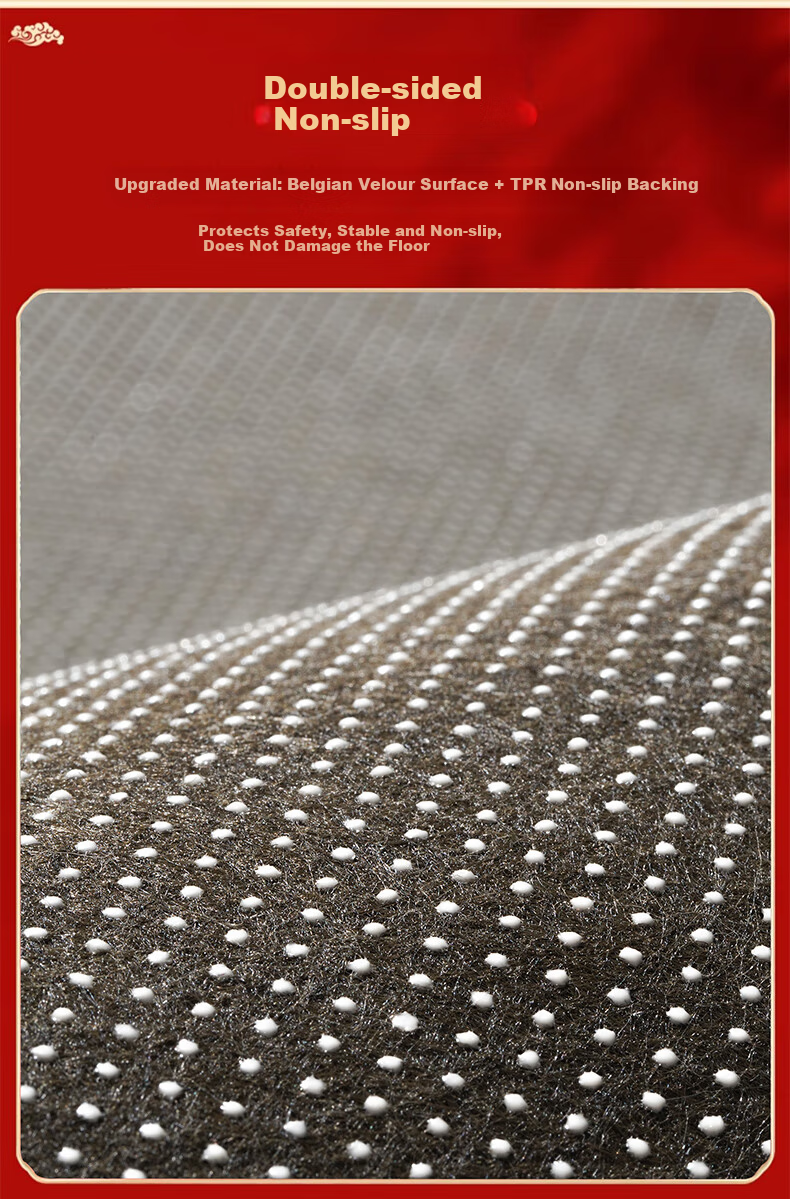 Qiqi Home Entrance Door Mat Non-Slip Festive Red Hallway Carpet 60x90cm 4