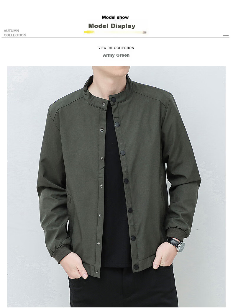 Jeanswest Men's Outdoor Sports Jacket Spring Autumn Casual Versatile Retro Outdoor Stand Collar Loose Trendy Cardigan Black XL 8