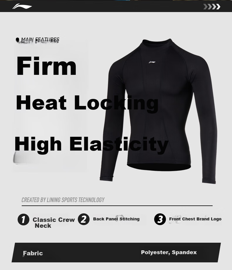 LI-NING Long Sleeve Cycling Thermal Base Layer Unisex Autumn Winter Road Bike Windproof Sweat-Wicking Compression Shirt 4