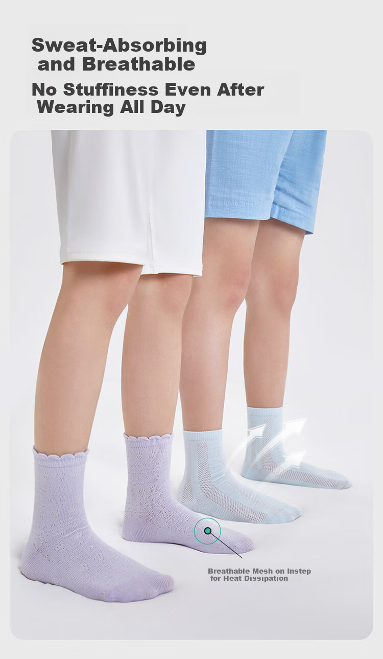 PurCotton Back-To Essential Children's Socks Seamless Socks 5A Grade Antibacterial Deodorant Sweat-Absorbing Boys Girls Socks 16 8