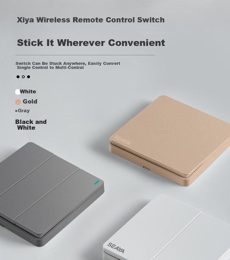 Xiya Wireless Switch, Remote Control Switch, Smart Switch, No Wiring Required, Remote Control Switch, Dual-Controlled, Self-Adhesive Switch 3