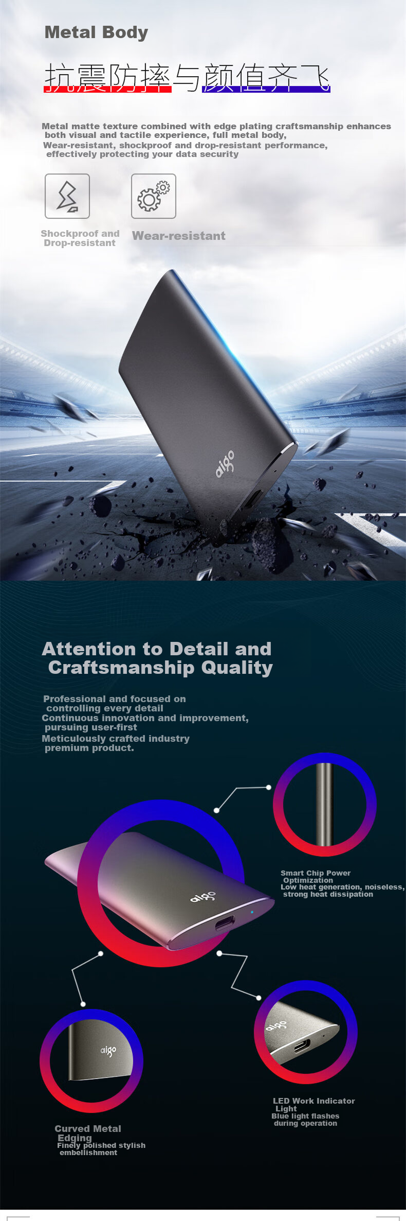 Aigo 2TB Portable Solid State Drive (PSSD), S10, Type-C USB3.2, Read And Write Speeds Equal at 1000MB/s, Compact And Portable, Direct Phone Connection, External for Computers And Laptops 5