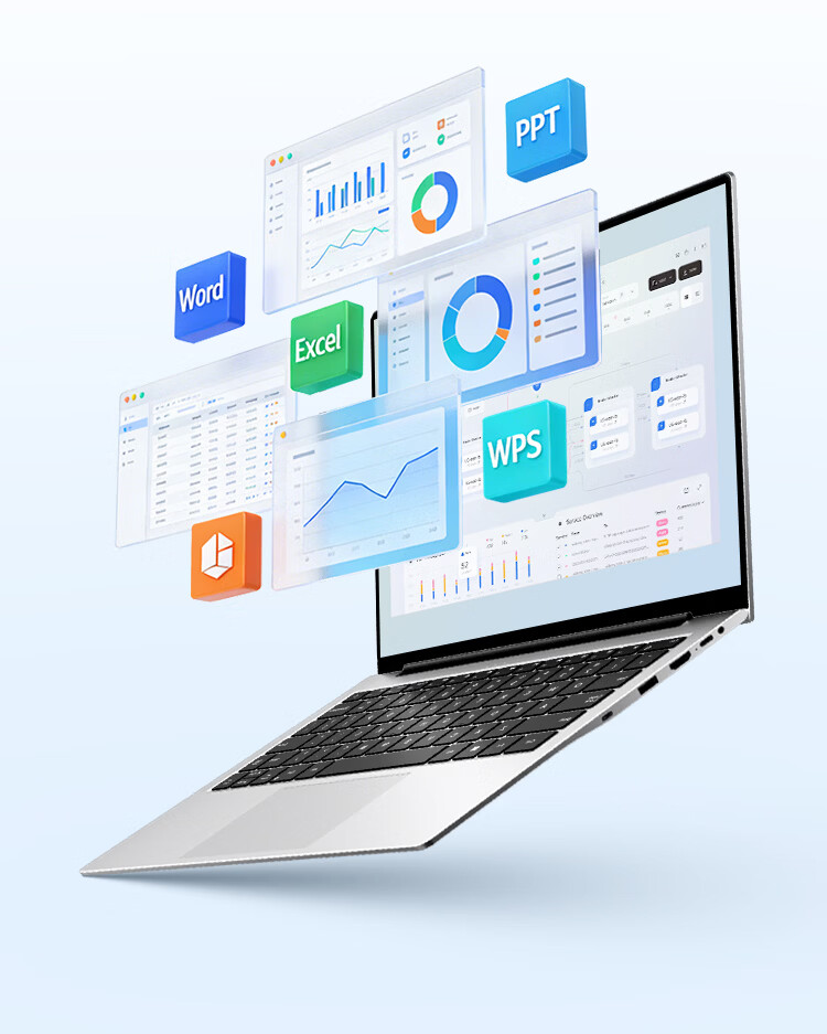 AIERXUAN AI Laptop Lightweight 2026 New 14-inch Business Office Student Online Course Notebook Core i3 Silver 16GB RAM + 512GB SSD 15
