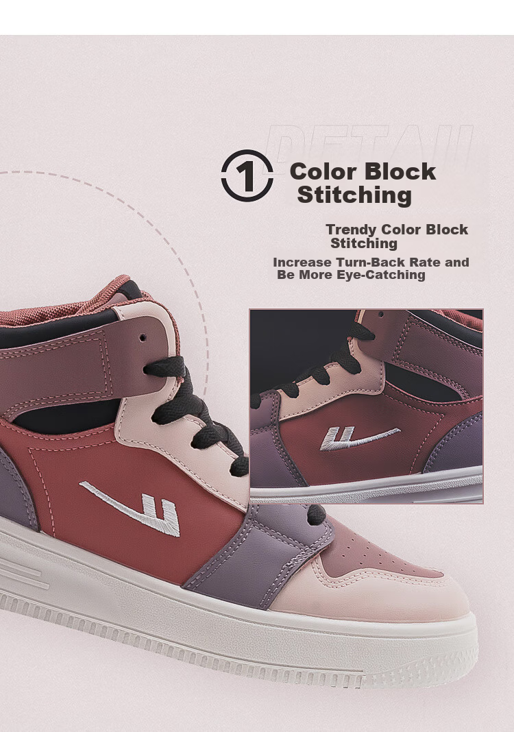 Warrior Official Women's High-Top Thick-Soled Sneakers 2026 New Pink Size 35 9