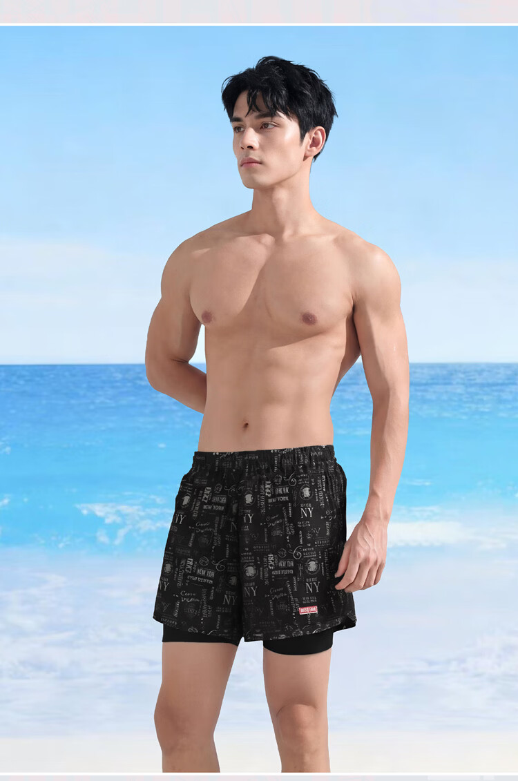 Disney Men's Swim Trunks Adult Swimming Gear Anti-Embarrassment Hot Spring Beach Shorts D86000S2F Black 3XL 10