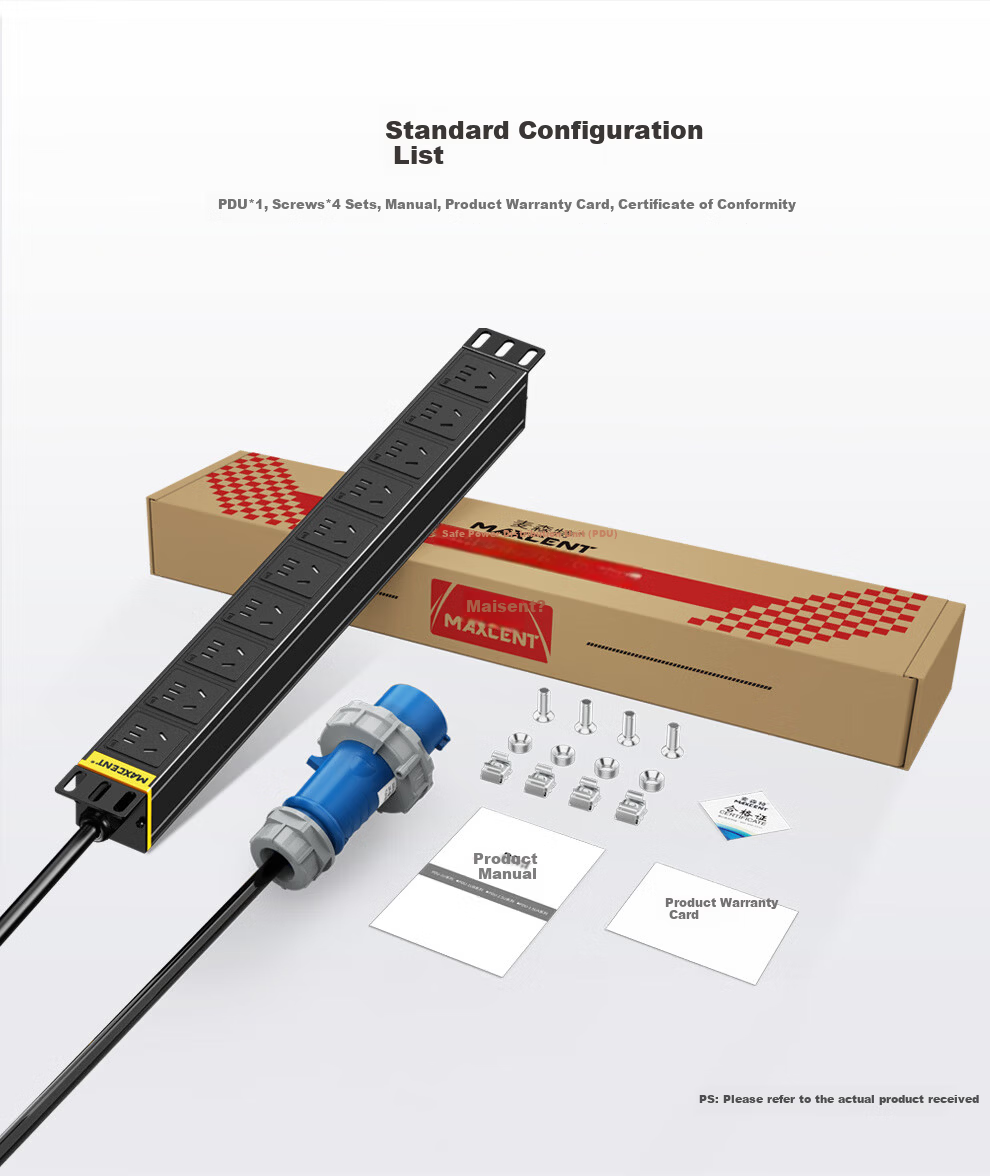 MAXCENT PDU Cabinet Socket 10-Port 32A Industrial Plug 10A Output New National Standard High-Power Industrial Power Strip MG3020N 9