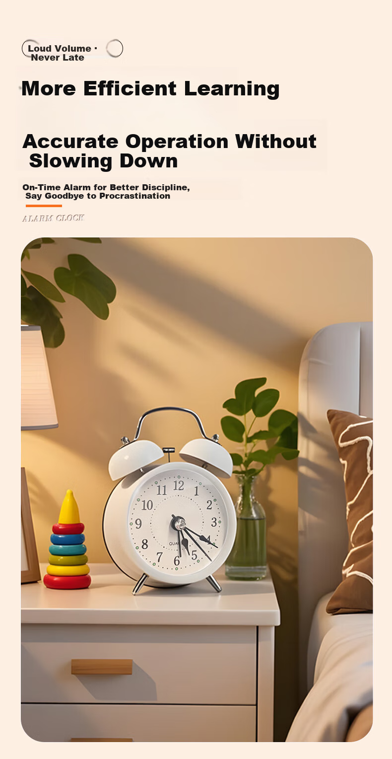Zhong Xiaobai Xiaomi Yellow Mini Night Light Alarm Clock Large Volume Children's Student Wake-Up Device Mechanical Bell Strong Wake-Up Clock Back-to-School Essential 5