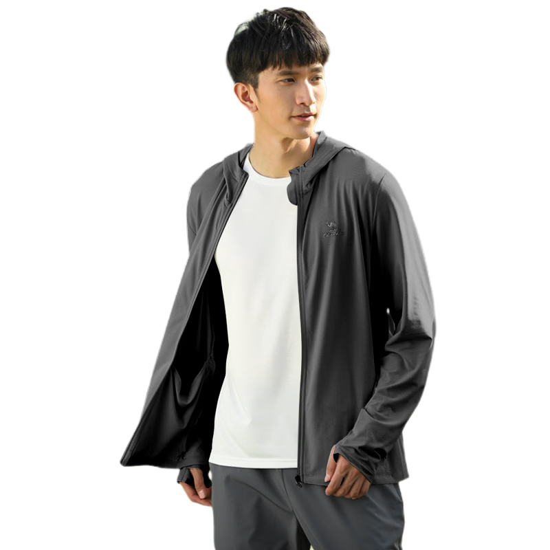 CAMEL Sun Protection Clothing for Men And Women, New Summer Outdoor Sports Wear, Original Yarn Cool-Feeling Sun Protection Loose Hooded Top Thin Jacket