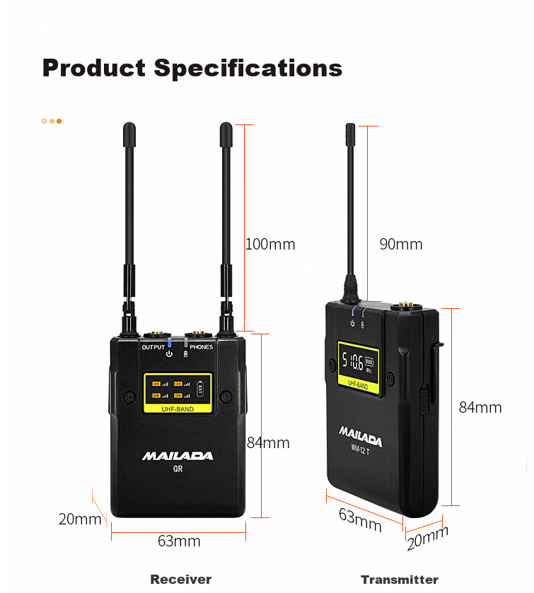 Mailada WM12S Wireless Lavalier Microphone UHF Wireless Mic Interview Lapel Mic Live Streaming Audio Equipment DSLR Camera Recording Microphone Mobile Phone Microphone 14