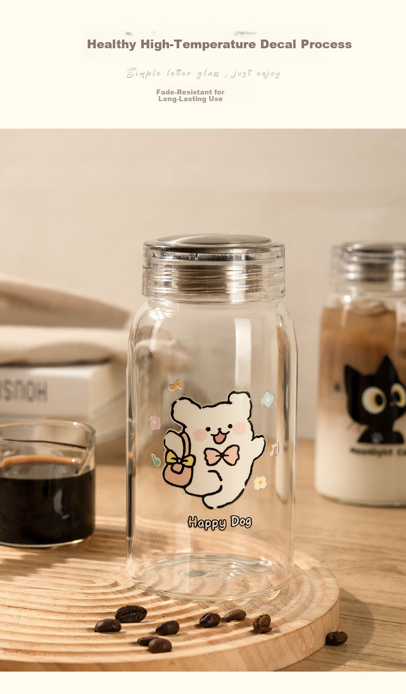 Newair High Borosilicate Glass Cup for Coffee, Soy Milk, Juice, And Buffalo Milk with Lid - Cute 2026 Portable Stylish Beverage Container 11