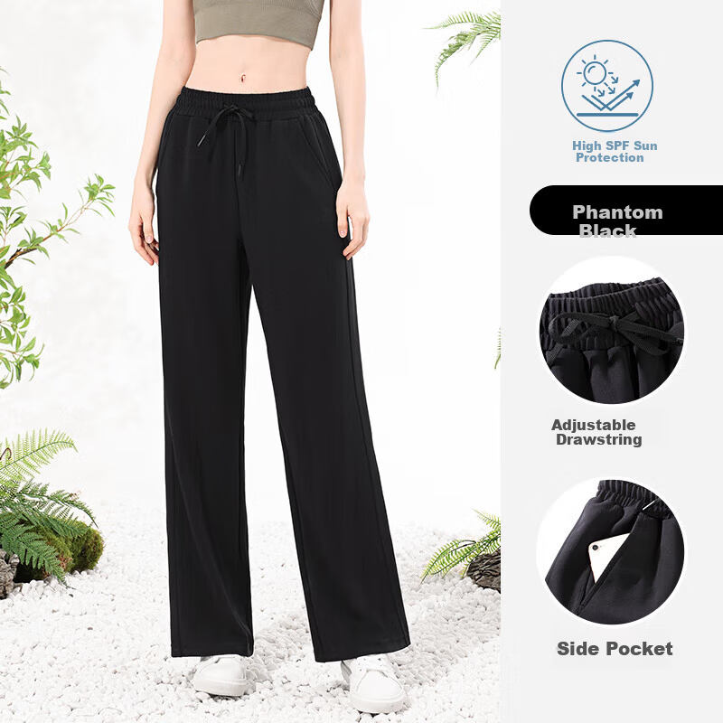 CAMEL Straight-Leg Knit Women's Pants Stretch Casual Sun-Protective Sports Trousers Y25BA0L6002 Phantom Black XXL