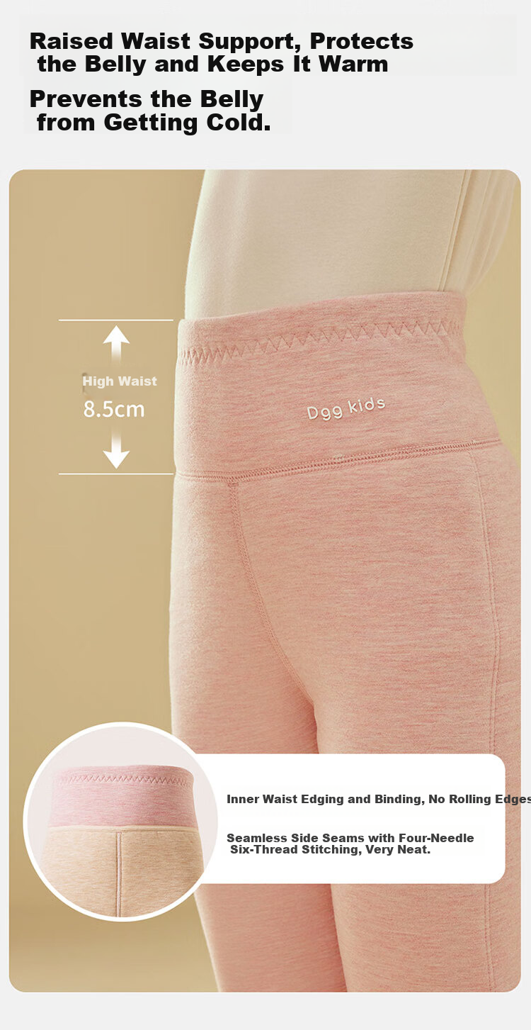 Dingguagua Children's Fleece-Lined Thickened Warm Pants Autumn Winter Girls High-Waist Cotton School Uniform Thermal Underwear Pink Size 120 7