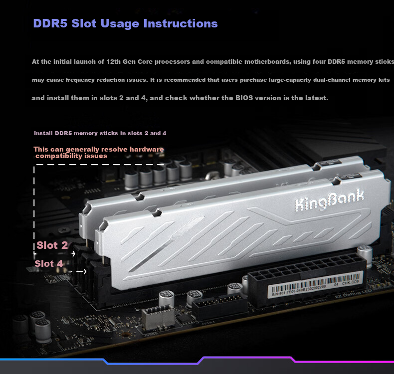 KINGBANK 48GB (24GBx2) DDR5 5600 Desktop Memory Silver Series Kit 4