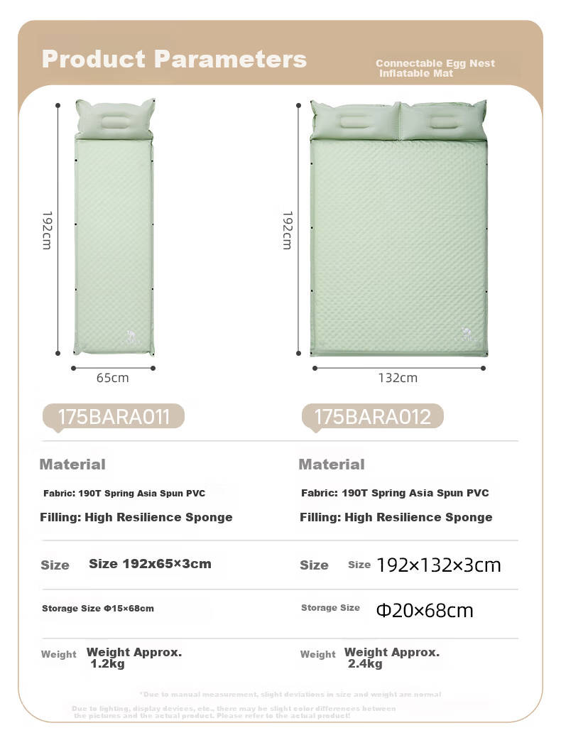 CAMEL Egg Nest Self-Inflating Air Mattress Outdoor Camping Portable Moisture-Proof Mat A704 Silver Green Ground Pad 14