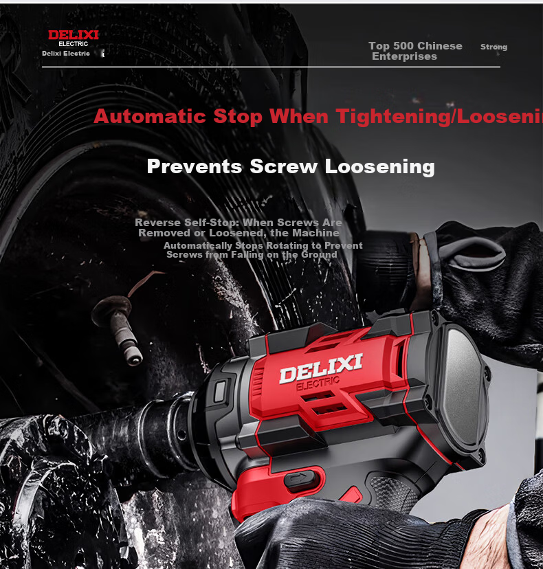 DELIXI ELECTRIC Brushless Impact Electric Wrench High Torque Cordless Lithium Battery Power Tool Rechargeable Air Gun 4.0Ah 13