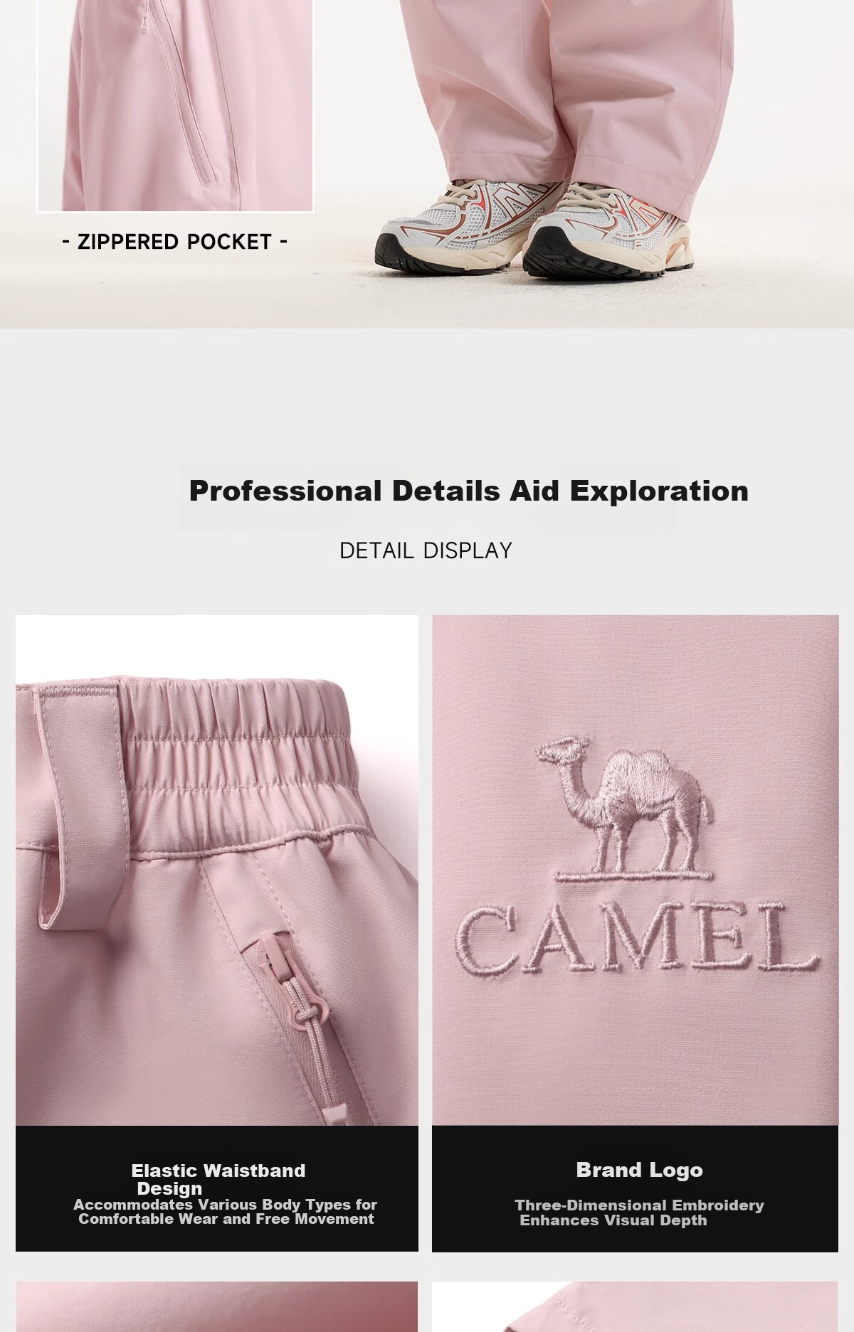 CAMEL Women's 3-in-1 Down Liner Waterproof Breathable Durable Tear-Resistant Hiking Mountaineering Pants Men's 28