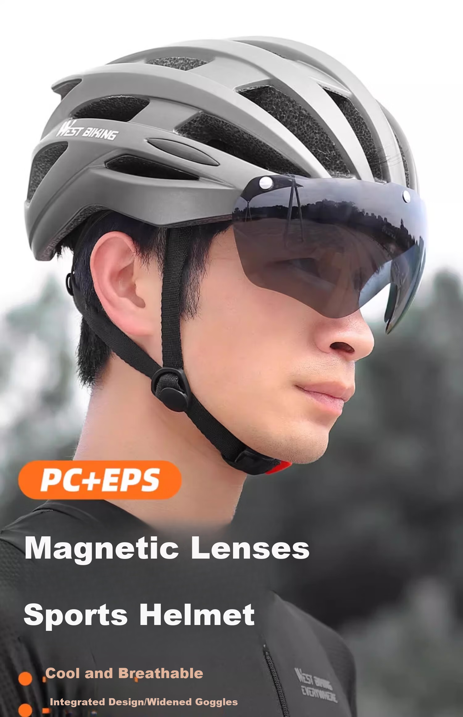 Xiqizhe Bicycle Riding Helmet with Integrated Goggles Mountain Road Bike Cycling Gear 1