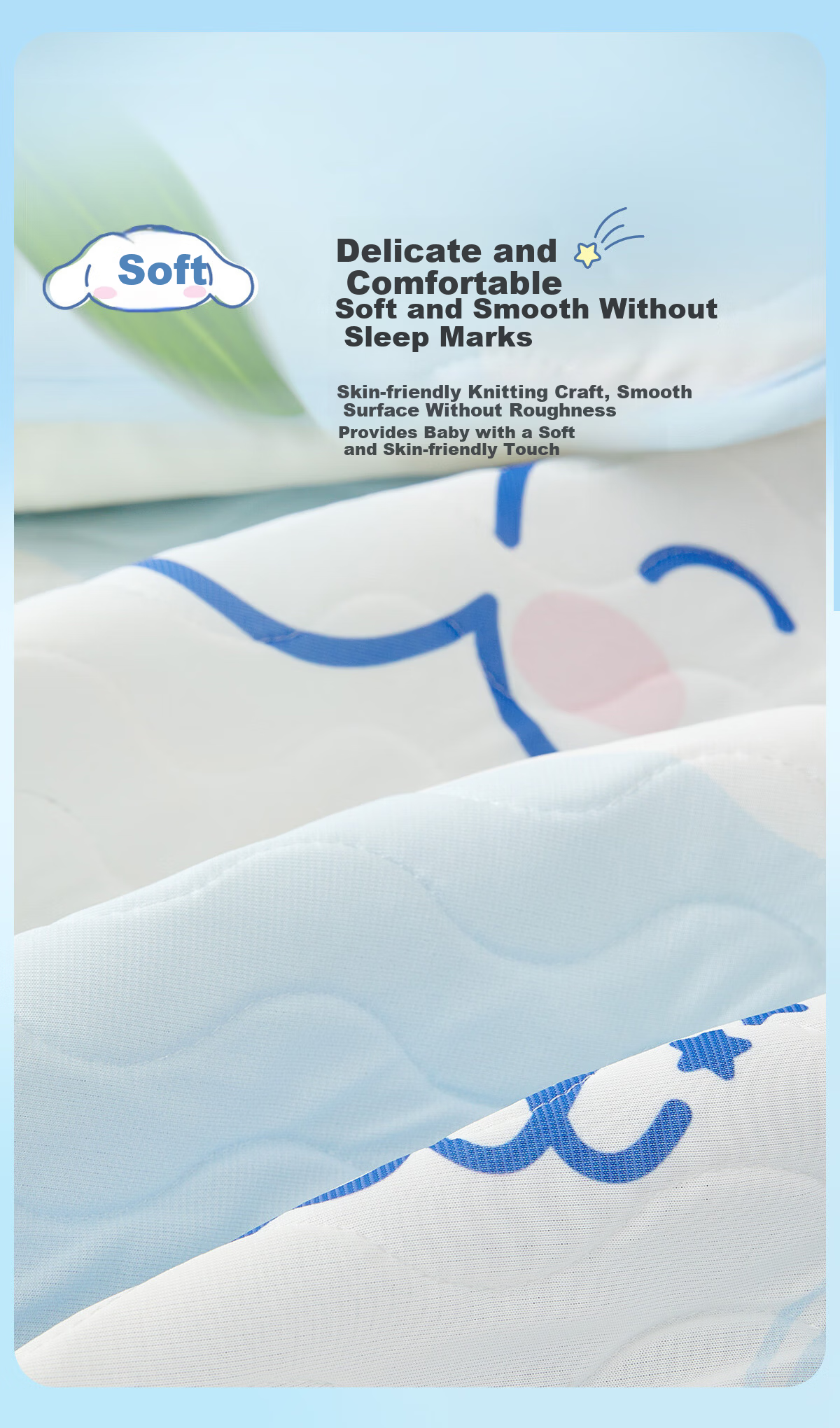 MERCURY Kids Cooling Mat Ice Silk Mat Class A Mat for Mothers And Babies, Cool-Feeling Soft Mat, Antibacterial Breathable Machine Washable Foldable Three-Piece Set 1.5m X 2m 4