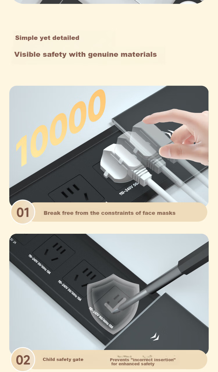 Shuxiang Embedded Socket, Desktop Socket, Embedded Power Strip, Island Furniture, Tabletop Desk, Dining Table Hidden Socket with USB/Type-C Sliding Cover, Embedded Power Strip 6