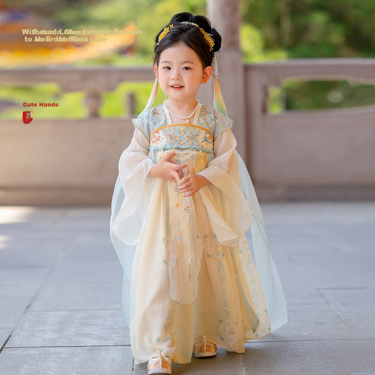 Menghulonglongyue Hanfu Girls Dress Spring Autumn 2026 New Children's Princess Dress Traditional Chinese Style Yellow Blue 90cm