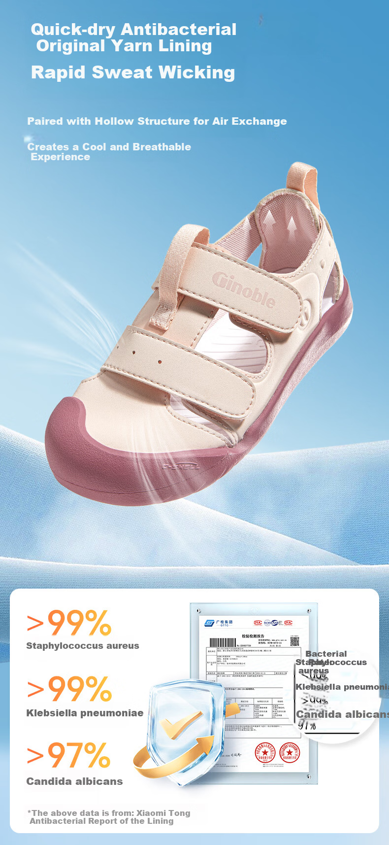 Ginoble Children's Walking Shoes 2026 Summer Breathable Sandals for Boys and Girls Ages 1-5 GW1875 Light Beige 5